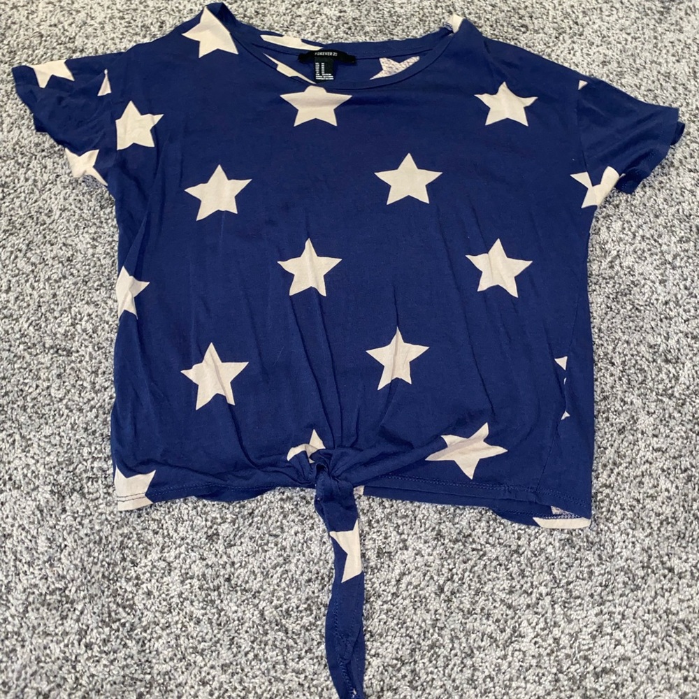 Forever 21 Dark Blue with Stars Crop Top
